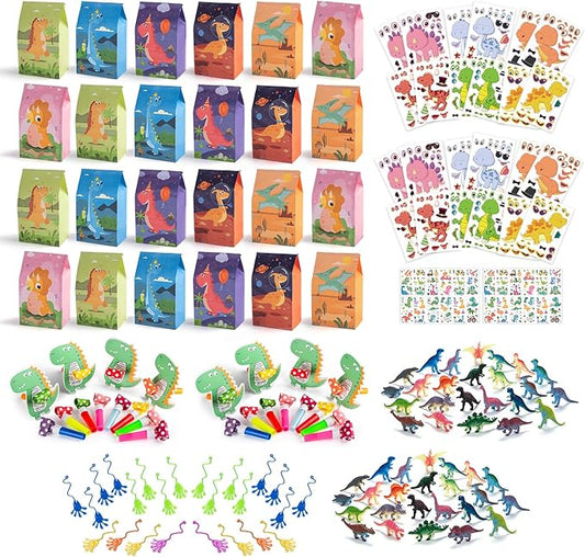 Dinosaur Party Favors for 24 Kids, Dinosaur Birthday Party Supplies, Dinosaur Goodie Bags for Birthday Party Favors, Dinosaur Birthday Decorations Pinata Stuffers for Boys Girls