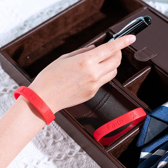 Silicone Bracelet – Red Ribbon Awareness Silicone Bracelet-Inexpensive Red Ribbon Rubber Wristbands for Heart Disease, High blood Pressure, Hypertension, AIDS, HIV Awareness & Fundraising-Perfect for Men and Women