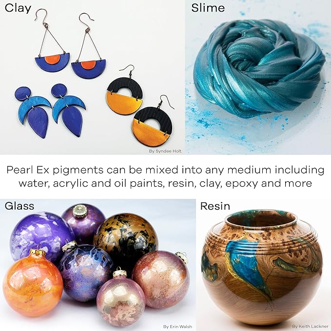 Jacquard Pearl Ex Pigment Powder Series 3 12 Color Set 3 Gram Jars - Loose Mica Powder for Epoxy Resin, Watercolors, Calligraphy Ink & Clay - Epoxy Pigment Powder - Epoxy Resin Color