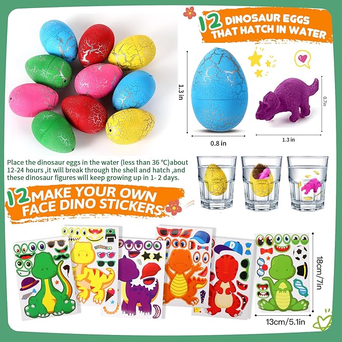 Dinosaur Party Favors For 12 Kids, Dinosaur Birthday Party Supplies, Dinosaur Goodie Bags for Boys Girls Birthday, Dinosaur Gifts Bags Fillers Pinata Stuffers, Dinosaur Themed Party Toys