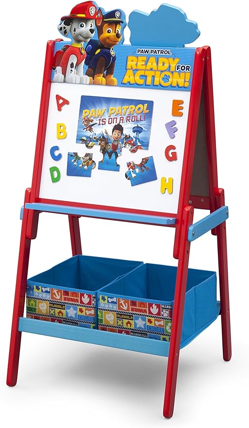 Delta Children Wooden Double-Sided Kids Easel with Storage -Ideal for Arts & Crafts, Homeschooling and More - Greenguard Gold Certified, Nick Jr. PAW Patrol