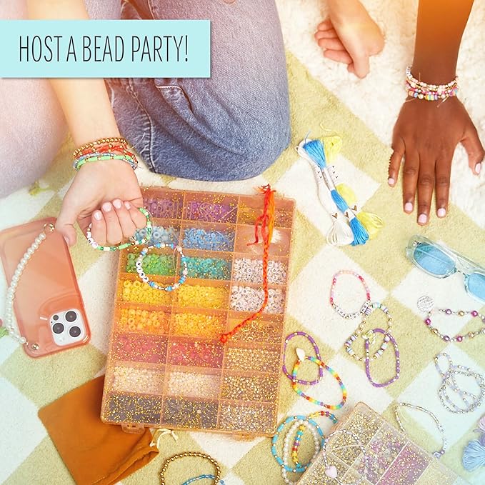 STMT D.I.Y. Rainbow Bead Case, Includes Over 500 Jewelry Making Supplies, Including Cute Beads for Jewelry Making, Bracelet Charms, Storage Case, Friendship Bracelet Kit, Teen Girl Gifts