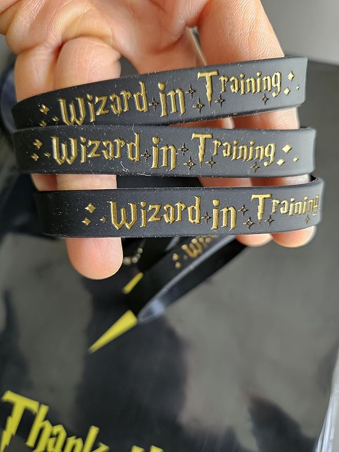 Wizard Birthday Party Favor Supplies, Magical Plastic Goody Bags Fillers and Silicone Wrist Bands Harry Halloween Theme Gifts 25 Pack (Bands)