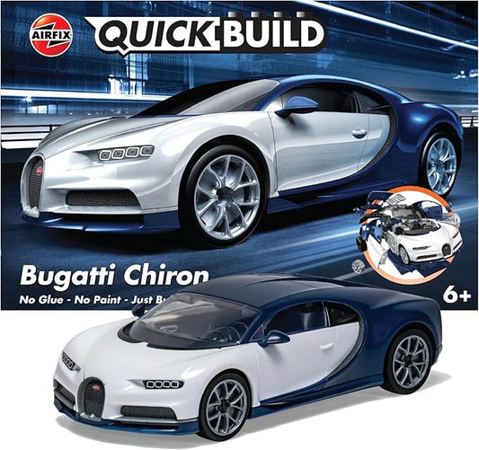 Airfix Quickbuild Bugatti Chiron Brick Building Plastic Model Kit Car J6044,Blue