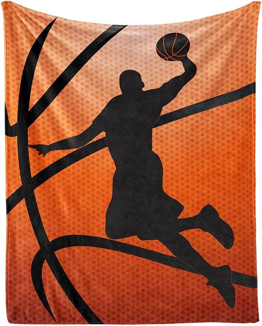 Basketball Throw Blanket - Soft Flannel Sports Basketball Blankets for Teens Adults Women Men Basketball Lovers - Warm Basketball Throw Blankets for All Season Lap, Chair, Sofa - 70"x50"