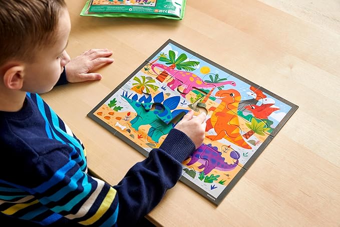 Mudpuppy Mighty Dinosaurs – 12 Piece Puzzle with Reusable Zipper Pouch Featuring Colorful and Fun Illustrations of Prehistoric Dinosaurs Perfect for Easy Storage and Travel