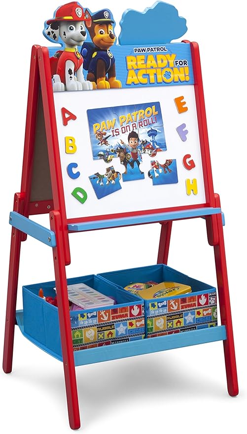 Delta Children Wooden Double-Sided Kids Easel with Storage -Ideal for Arts & Crafts, Homeschooling and More - Greenguard Gold Certified, Nick Jr. PAW Patrol