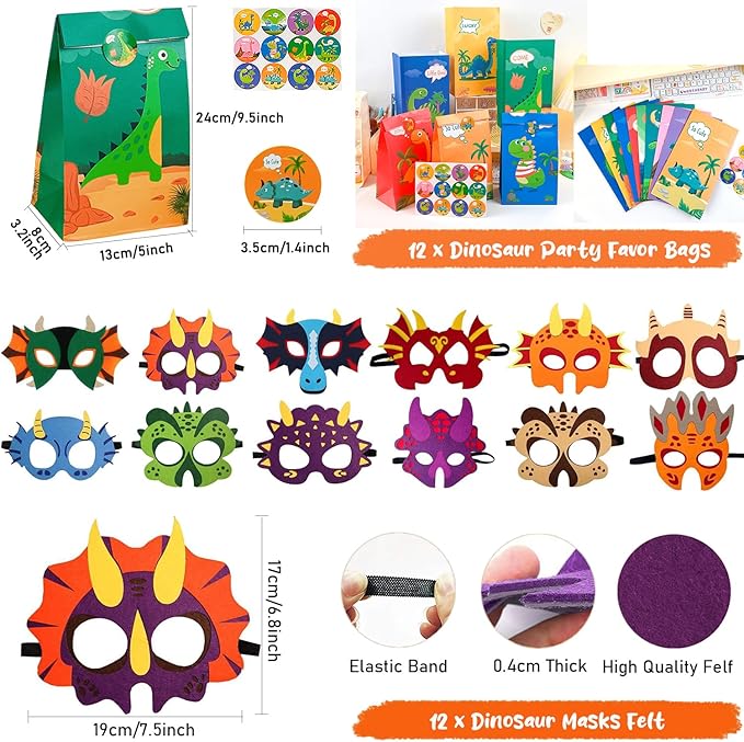 Dinosaur Party Favors for 12 Kids, 10 Styles 168Pcs Dinosaur Birthday Party Supplies, Dinosaur Goodie Bag Stuffers, Dino Birthday Party Favors, Dino Party Favors Gift Bag, Dinosaur Gifts Bags Fillers