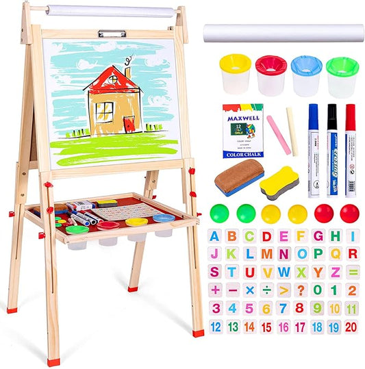 Ragstone Kids Easel Child Easel with Paper roll Double Sized Blackboard Chalkboard