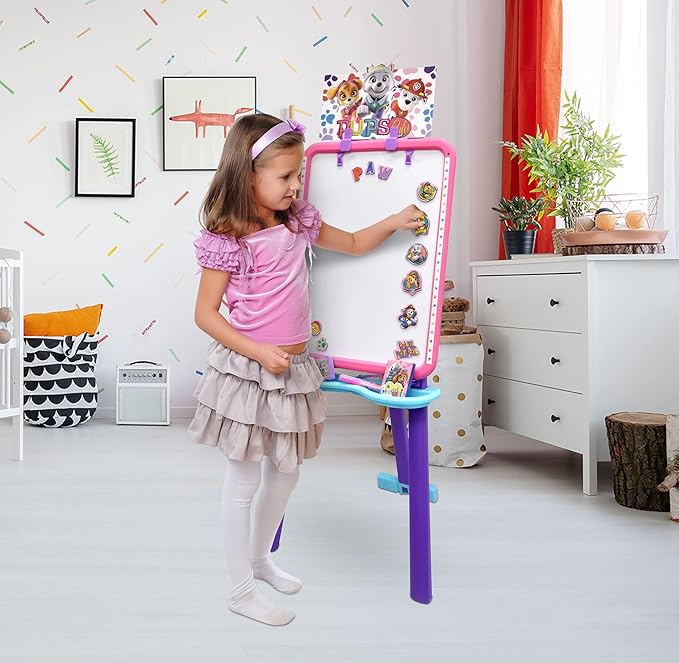 Paw Patrol Standing Art Easel for Kids, Toddler Drawing Dry Erase Magnetic Whiteboard, Chalkboard, Accessories and Bookmark