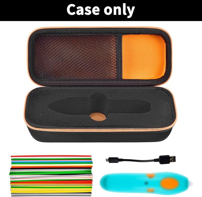 GWCASE Case Compatible with 3Doodler Start+ Essentials for 3D Pen Set for Kids, Storage Organizer Carrying Holder Fit for Printing Pens, Plastic Refill Blister, Micro-USB Charger (Box Only)-Black