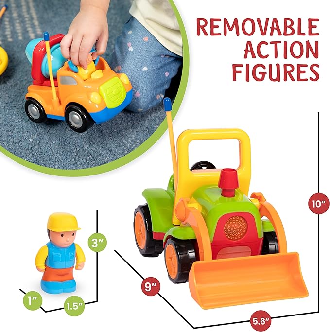 PREXTEX 2pk Remote Control Cars for 3-5 Year Old Boys - Truck & Tractor Toddler Toys