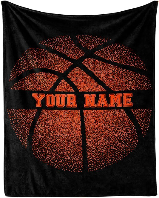 Custom Basketball Blanket - Soft Flannel Sports Basketball Blankets for Teens Adults Women Men Basketball Lovers - Warm Basketball Throw Blankets for All Season Lap, Chair, Sofa - 70"x50"
