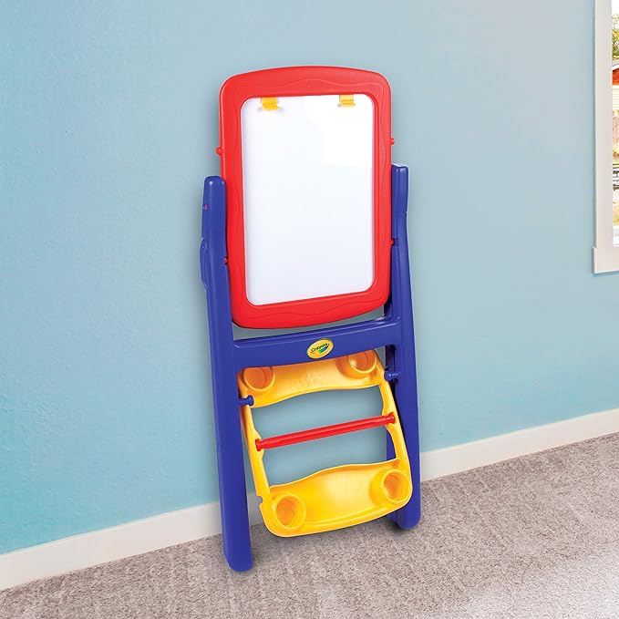 Crayola Qwikflip 2-Sided Easel, Dry Erase Board & Chalkboard, Ideal for Arts & Crafts, Drawing, Homeschooling and More. Age 3, 4, 5, 6, 7