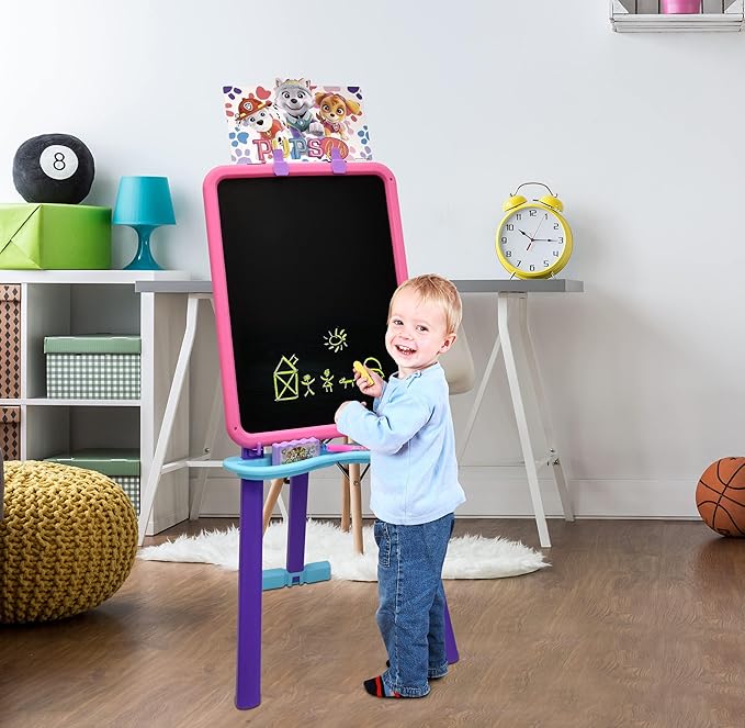 Paw Patrol Standing Art Easel for Kids, Toddler Drawing Dry Erase Magnetic Whiteboard, Chalkboard, Accessories and Bookmark