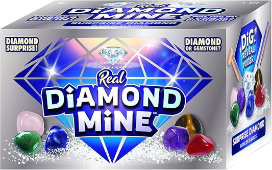 JA-RU Real Diamond Mine Gemstone Dig Kit (12 Packs) Mystery Rock, Minerals, and Gems for Kids | Break Your Own Geodes and a Chance to Get 1 Real Diamond | Party Favors for Kids Goodie Bags. 4630-12