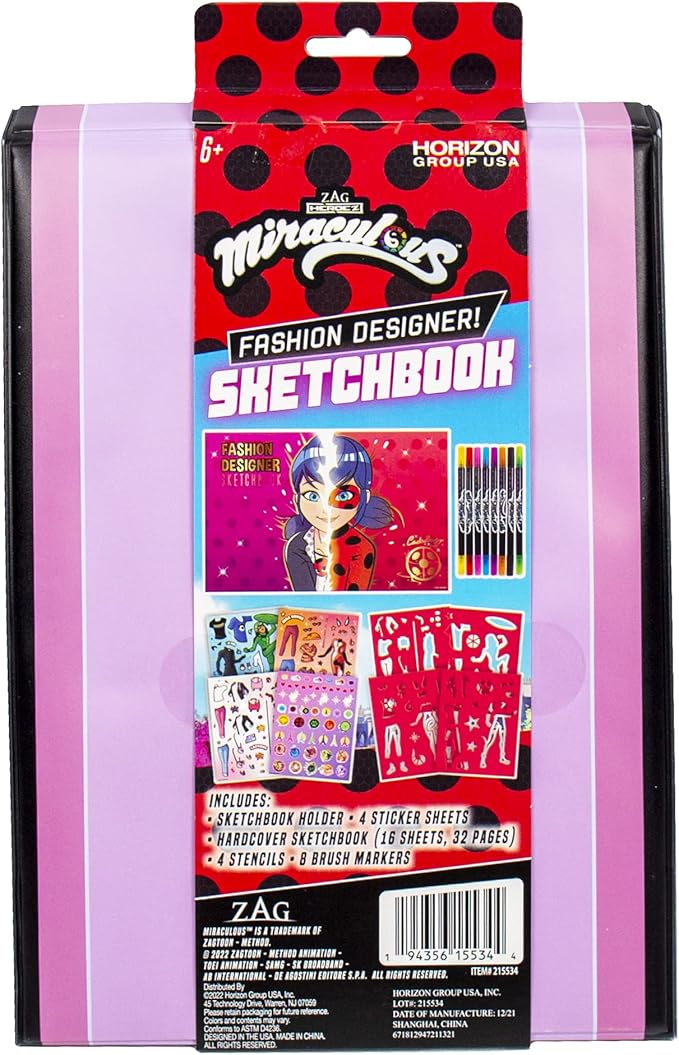 Miraculous Fashion Designer Sketchbook – Superhero Sketchbook for Kids Ages 6 & Up Ladybug Coloring Book