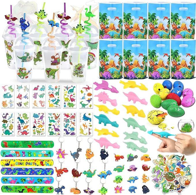 Dinosaur Party Favors Set 166PCS Dinosaur Birthday Party Supplies for Bulk Goodie Bags Stuffers, Treasure Box Toys, Piñata Filling, Easter Basket Fillers, Perfect for Boys and Girls Party Gifts