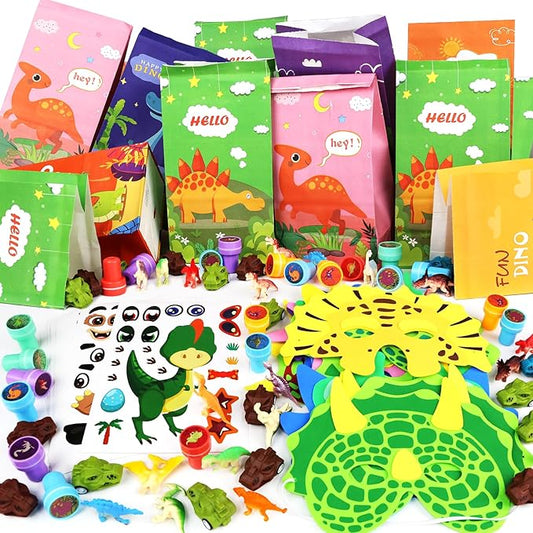 Dinosaur Party Favors, Dinosaur Party Supplies, Dinosaur Goodie Bags for Kids Birthday, Dinosaur Gifts Bags Fillers Pinata Stuffers Toys for Birthday Party, Treasure Box Prizes and Return Gifts