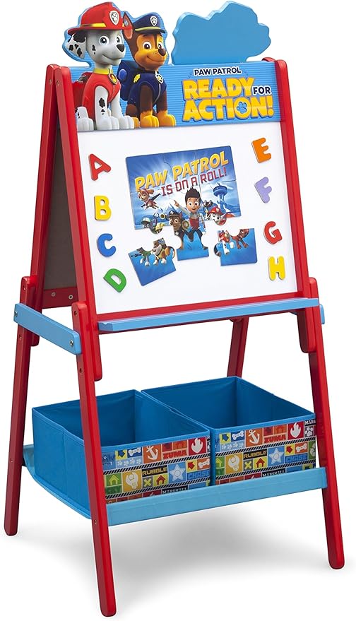 Delta Children Wooden Double-Sided Kids Easel with Storage -Ideal for Arts & Crafts, Homeschooling and More - Greenguard Gold Certified, Nick Jr. PAW Patrol