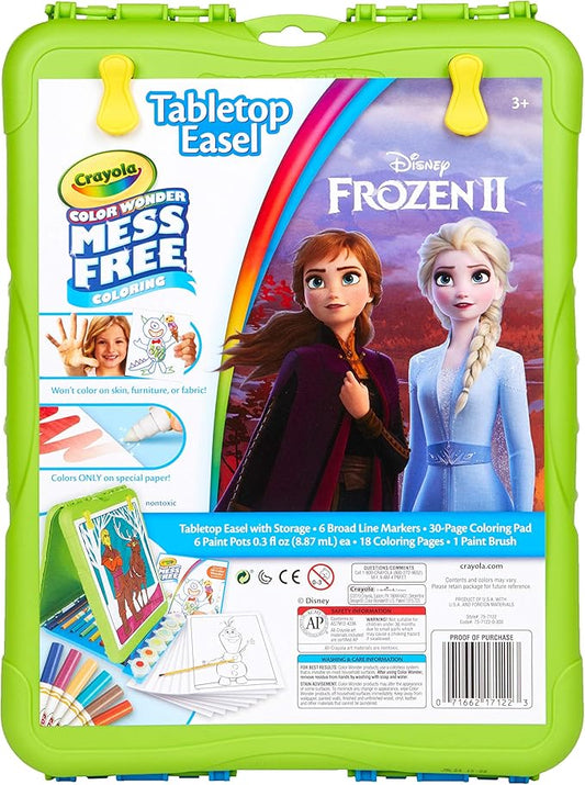 Crayola Color Wonder Travel Easel Frozen II Pages with Bonus Pages, Markers and Color Wonder Paint Coloring Travel Books and Easel 61 Piece MEGA Set