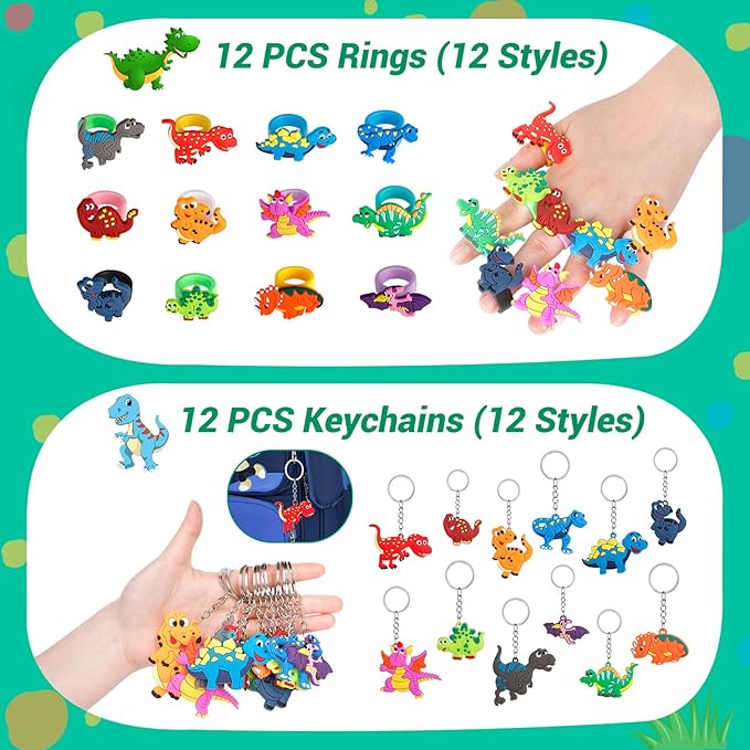 Dinosaur Party Favors, Dinosaur Birthday Decorations, Goodie Bags Stuffers for Kids, Dinosaur Party Supplies, Birthday Goodie Bags for Kids, Dino Goodie Bag Party Favors for Kids 3-5 4-8 8-12