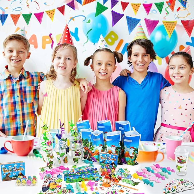 Dinosaur Party Favors Set 166PCS Dinosaur Birthday Party Supplies for Bulk Goodie Bags Stuffers, Treasure Box Toys, Piñata Filling, Easter Basket Fillers, Perfect for Boys and Girls Party Gifts