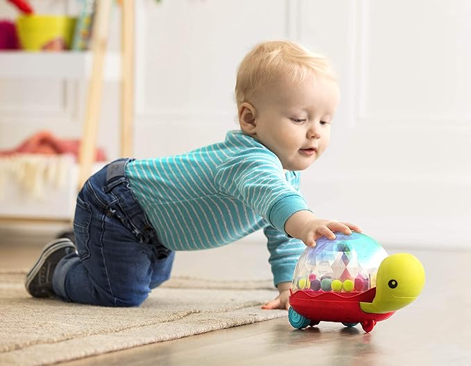 B. Toys - Interactive Baby Walker with Light-Up Ball Popper - 2-in-1 Turtle Push Toy for Crawling & Walking Development - Removable Handle Baby Toys with Glowing Effects for Toddlers 12+ Months