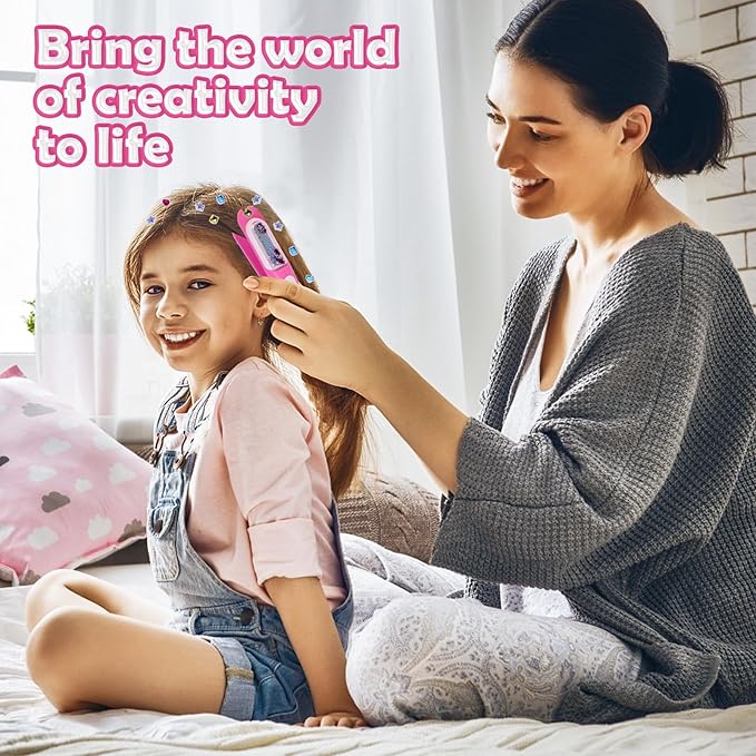 kidzkube Kids Hair Gem Stamper Kit, Quick Gems Hair Jeweler, Bling Hair Jewels for Girls Toys, Hair Styling Tool with Reusable Shining Diamonds, Birthday Gifts Toys for Girls Ages 3 4 5 6 8-12