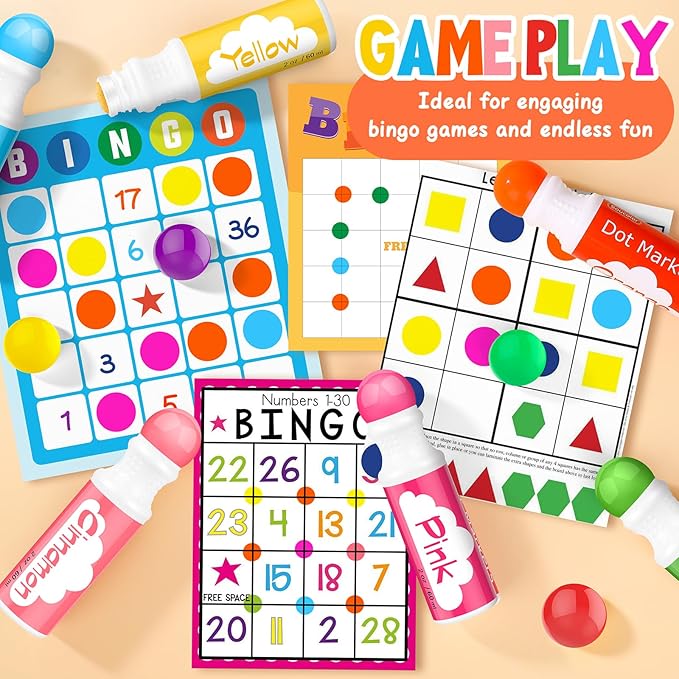 Soucolor 48-Pack 12 Colors Washable Bingo Paint Daubers Markers for Toddlers Kids Preschool, Dot Markers Set with 4- Pack Tearable Activity Books for Toddler Arts and Crafts Kits Supplies