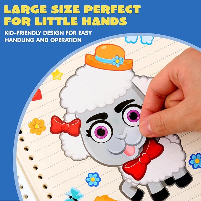 JOYIN 24PCS 9"x6" Make a face Stickers for Kids, Make Your Own Farm Animal Stickers, Party Favors Kids Crafts, Goodie Bags Stuffers, Classroom Rewards