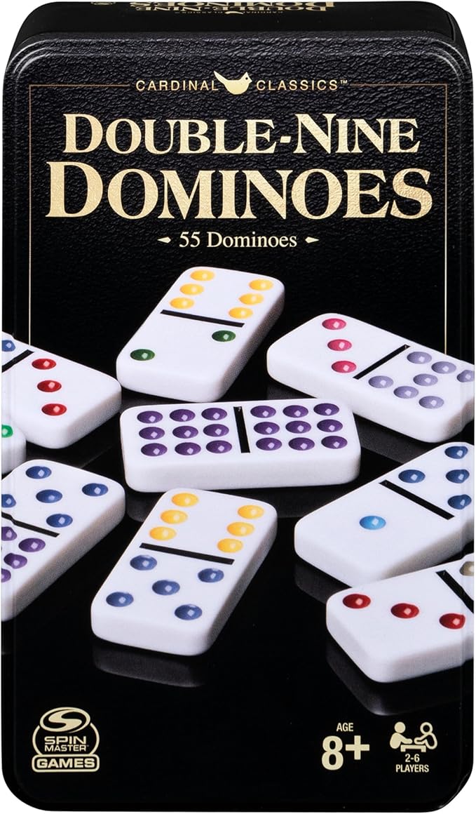 Spin Master Games, Cardinal Classics Double Nine Dominoes Set in Storage Tin, Dominoes for Kids, Classic Game, Dominoes for Adults & Kids Ages 8+