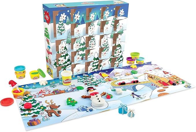 Play-Doh Advent Calendar Toy for Kids 3 Years and Up with Over 24 Surprise Accessories, Playmats, and 24 Cans, Assorted Colors, Non-Toxic