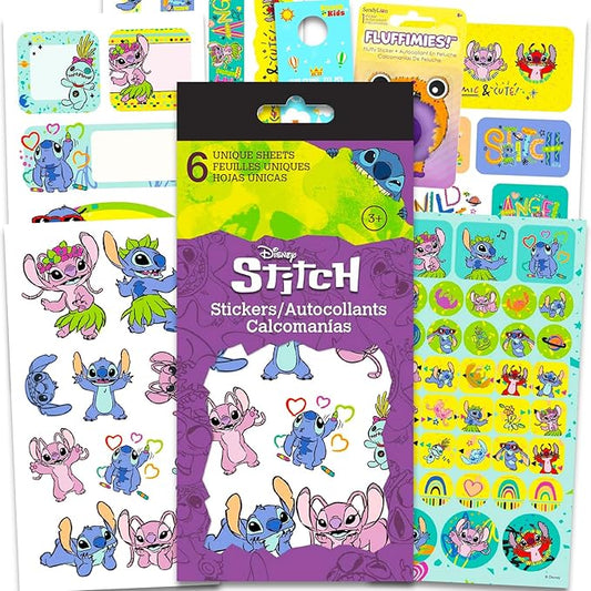 Disney Stitch Sticker Pack for Girls, Kids - Lilo and Stitch Party Favors Bundle with 6 Stitch and Angel Sticker Sheets for Kids Birthday Party Goodie Bags, Crafts, More | Stitch Party Supplies Set