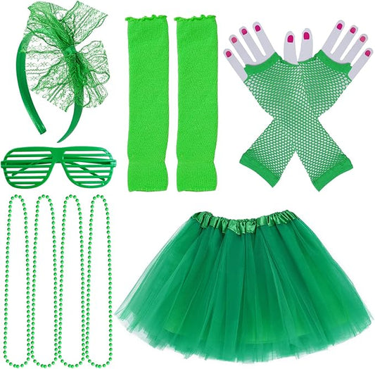 Kids 6 in 1 Costume Accessories 1970s 1980s Fancy Outfits and Dress for Cosplay Party Theme Party for Girl