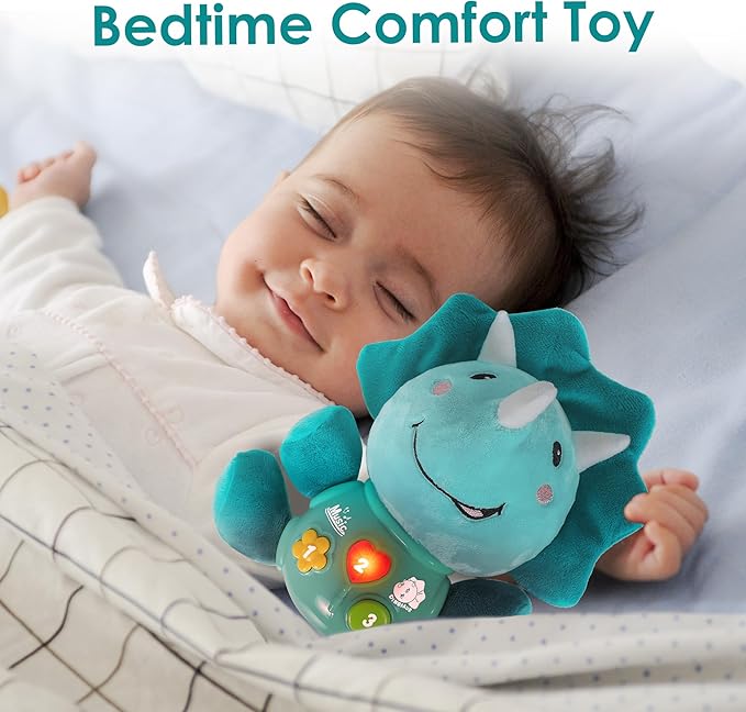 iPlay, iLearn Baby Dinosaur Musical Toys, Newborn Boys Gift, Soft Dino Plush Stuffed Animal, Infant Light Music Time, 1st Valentine's Easter Basket Stuffer 0 1 2 3 6 9 12 18 Month 1-3 Yrs Toddler Girl