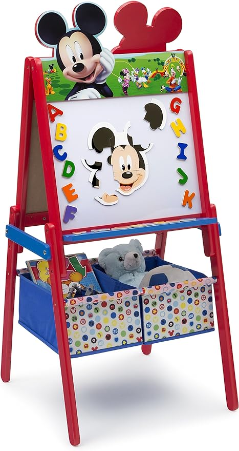 Delta Children Wooden Double-Sided Easel with Storage - Greenguard Gold Certified, Disney Mickey Mouse