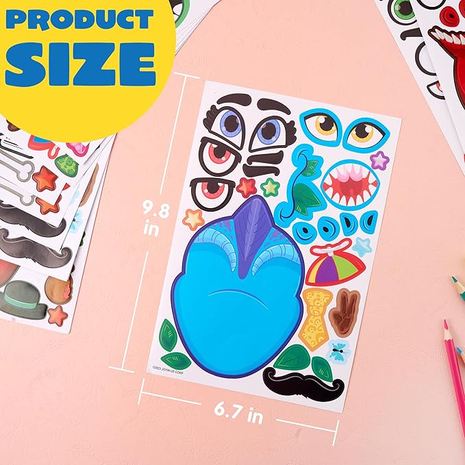 JOYIN 36PCS 9.8"x6.7" Make a face Stickers for Kids, Make Your Own Dinosaur Stickers, Animal Party Favors Kids Crafts, Goodie Bags Stuffers, Classroom Rewards