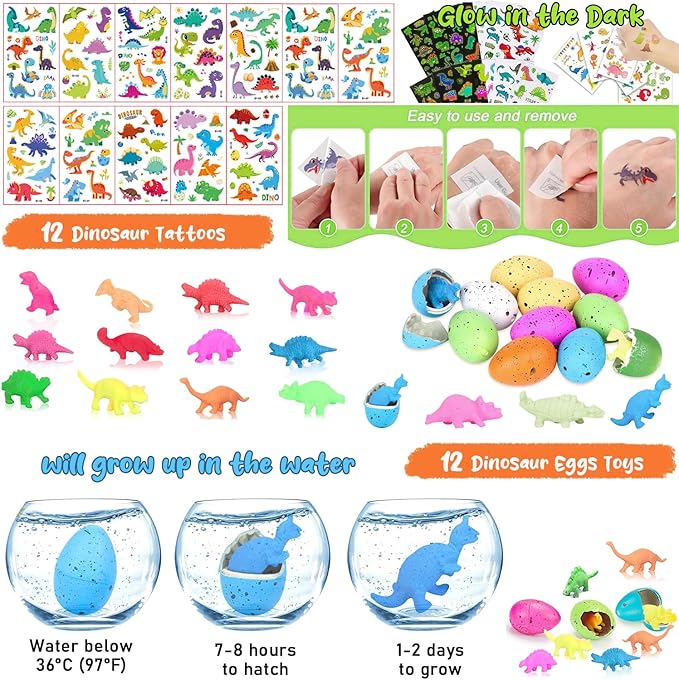 Dinosaur Party Favors for 12 Kids, 10 Styles 168Pcs Dinosaur Birthday Party Supplies, Dinosaur Goodie Bag Stuffers, Dino Birthday Party Favors, Dino Party Favors Gift Bag, Dinosaur Gifts Bags Fillers
