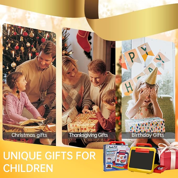 Easel for Kids-Art Easel for Toddler-Chalkboard White Board for Kids-Dry Erase Table Top Easel for Kids-Foldable Double-Sided Easel-Portable Desktop Easel for Toddler Kids3 4 5 6 7 8(Blue & Yellow)