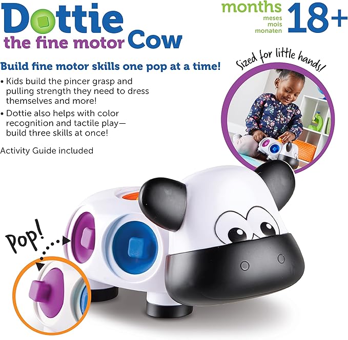 Learning Resources Dottie the Fine Motor Cow - 1 Piece, Ages 18+ months Fine Motor Skills Toys for Toddlers, Preschool Toys, Educational Toys for Kids