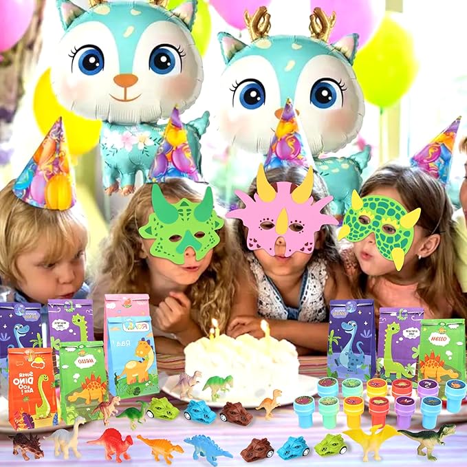 Dinosaur Party Favors, Dinosaur Party Supplies, Dinosaur Goodie Bags for Kids Birthday, Dinosaur Gifts Bags Fillers Pinata Stuffers Toys for Birthday Party, Treasure Box Prizes and Return Gifts