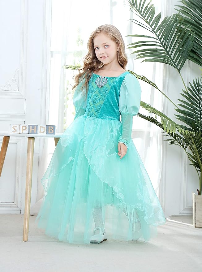 Dressy Daisy Girls Princess Dress Up Costume Mermaid Halloween Xmas Birthday Parties Long Sleeve Size 8-10 Green
