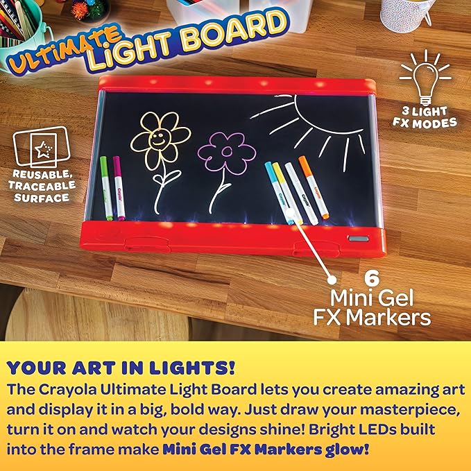 Crayola Ultimate Light Board (Red), Kids Light-Up Tracing Pad, Kids Toys, Gift for Boys & Girls, Drawing Light Box, Ages 6+ [Amazon Exclusive]