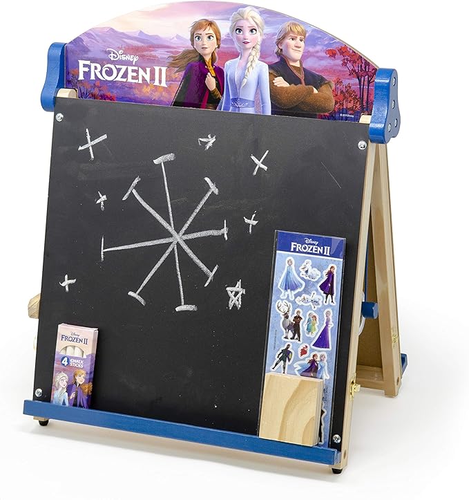 Disney Frozen 2 Double-Sided Wooden Easel with 25-Foot Coloring Paper Roll AS46283, Multicolor