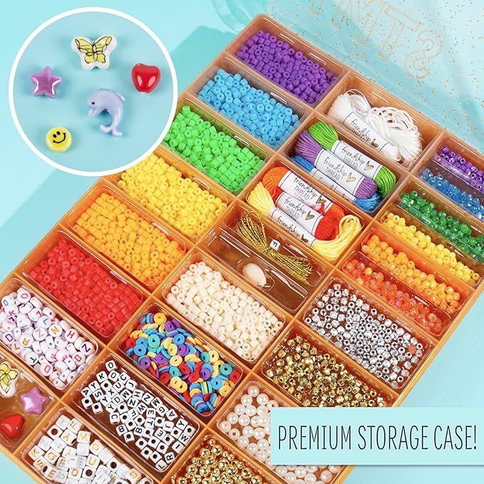 STMT D.I.Y. Rainbow Bead Case, Includes Over 500 Jewelry Making Supplies, Including Cute Beads for Jewelry Making, Bracelet Charms, Storage Case, Friendship Bracelet Kit, Teen Girl Gifts