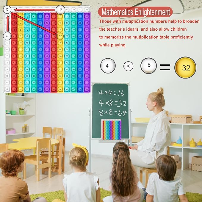 Multiplication Chart Pop It - Multiplication Game Board, Multiplication Pop It Math Games 12x12 Multiplication Table for Kids Learning, Multiplication Machine Times Table