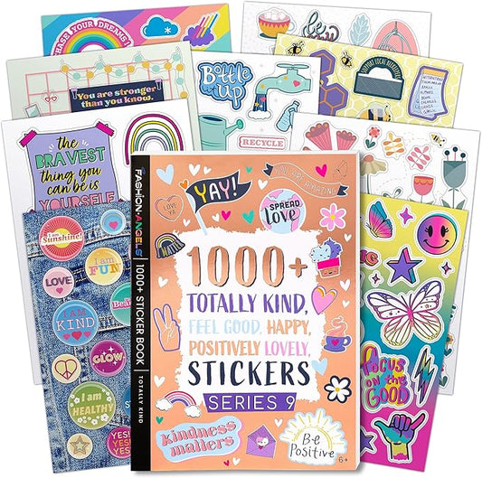 Fashion Angels 1000+ Kindness Stickers for Kids Positive Affirmation & Mental Health Stickers - 40-Page Sticker Book for Scrapbooks, Planners, Rewards, Ages 6+
