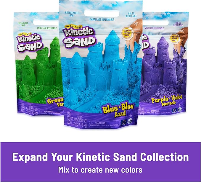 Kinetic Sand, The Original Moldable Sensory Play Sand Toys for Kids, Green, 2 lb. Resealable Bag, Ages 3+