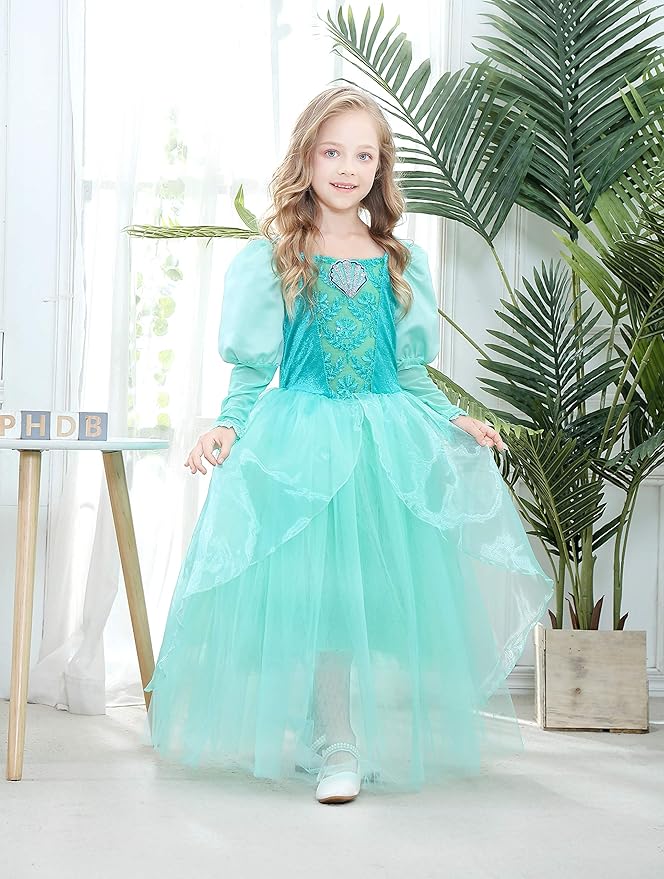 Dressy Daisy Girls Princess Dress Up Costume Mermaid Halloween Xmas Birthday Parties Long Sleeve Size 8-10 Green